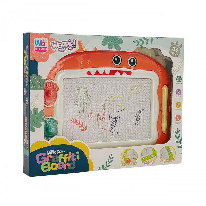 Magnetinė spalvinimo lenta su 2 dinozaurų antspaudai, WOOPIE, oranžinė