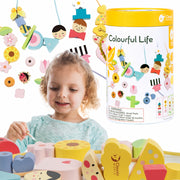 Medinių kaladėlių rinkinys 73 el, CLASSIC WORLD