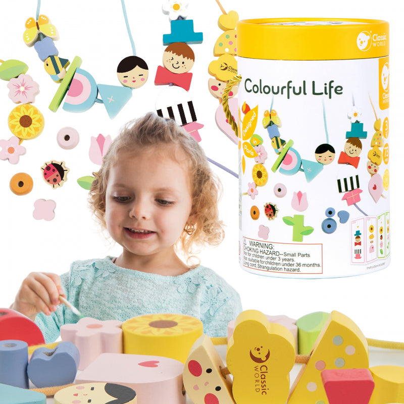 Medinių kaladėlių rinkinys 73 el, CLASSIC WORLD