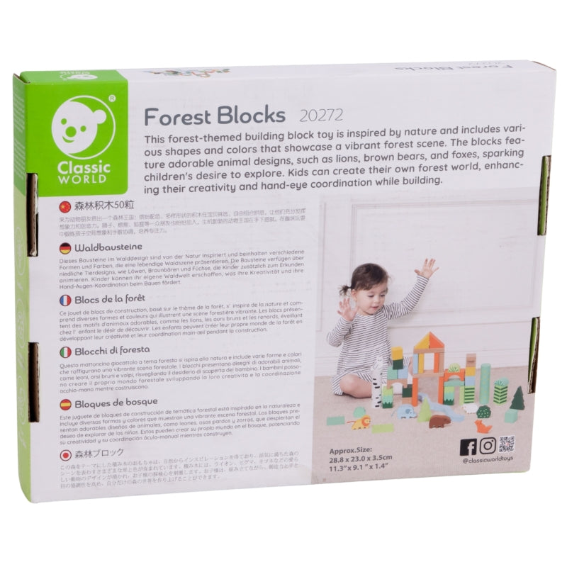 Medinių kaladėlių rinkinys “Miško pasaulis” 50 vnt. CLASSIC WORLD