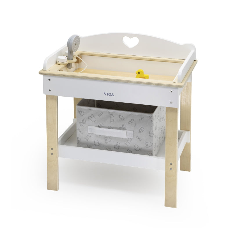 Medinis lėlių vystymo ir plovimo stalas 2in1, VIGA