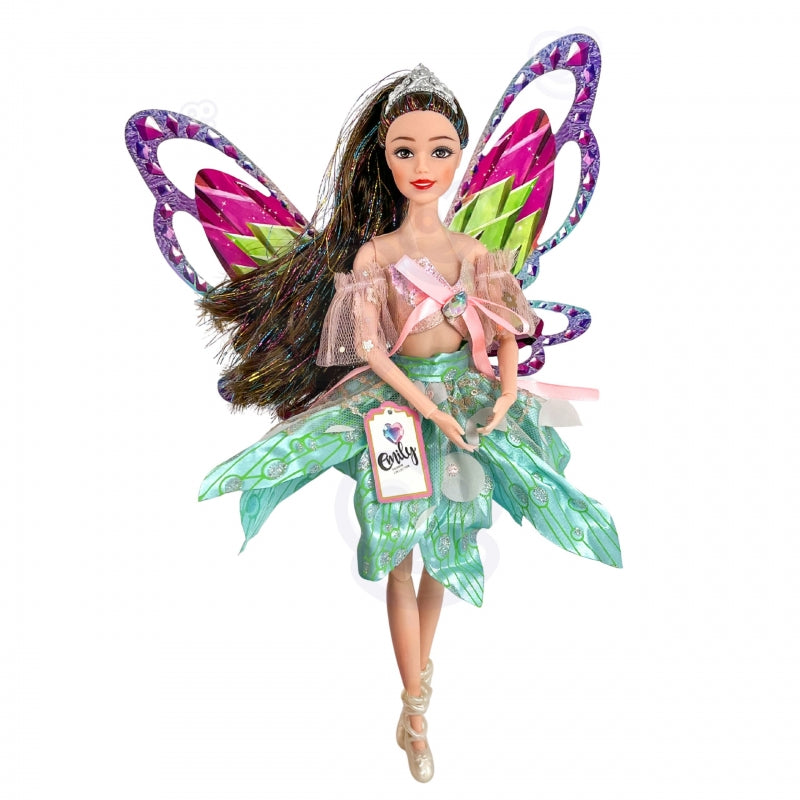 Lėlė Emi su fėjos sparnais ir plaukų šepečiu WOOPIE ROYAL