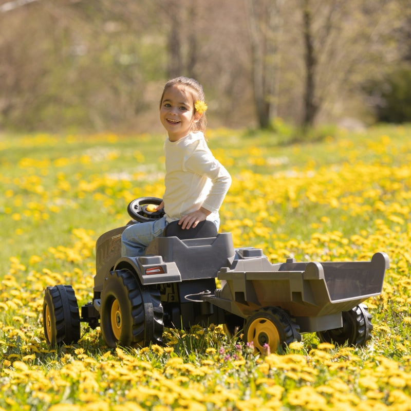 Traktorius su pedalais su priekaba XXL, pilkas,  Smoby