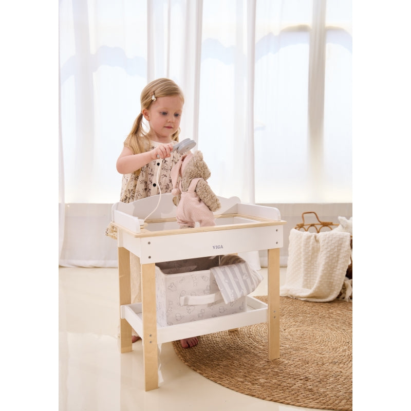 Medinis lėlių vystymo ir plovimo stalas 2in1, VIGA