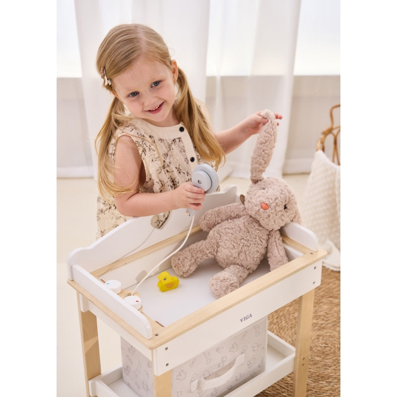 Medinis lėlių vystymo ir plovimo stalas 2in1, VIGA
