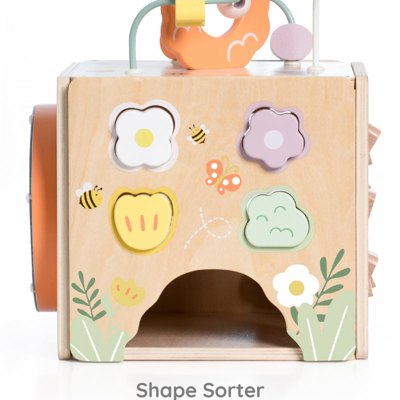 Medinis edukacinis sensorinis kubas 5in1, CLASSIC WORLD