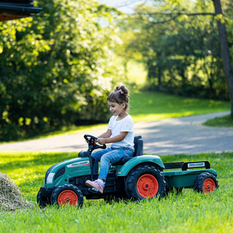 Traktorius Lander su pedalais ir priekaba, FALK, žalias