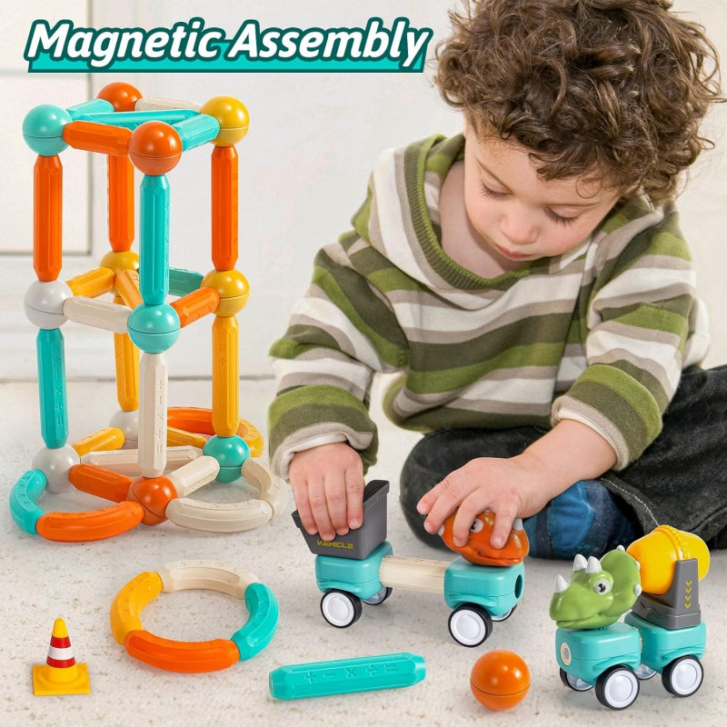 Magnetiniai statybiniai blokai „Dinozaurai“ 84 vnt., WOOPIE