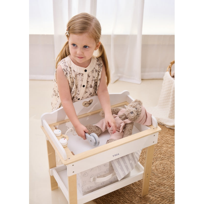 Medinis lėlių vystymo ir plovimo stalas 2in1, VIGA