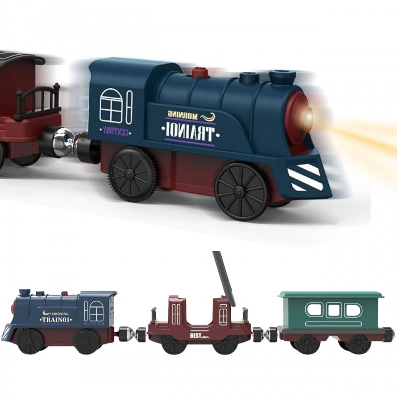 Elektrinis retro traukinio rinkinys vaikams 76 el. WOOPIE