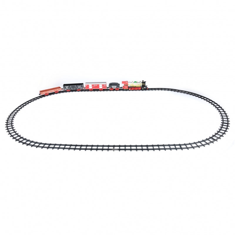 Klasikinis elektrinis traukinys su bėgiais, šviesos ir garso efektai Woopie