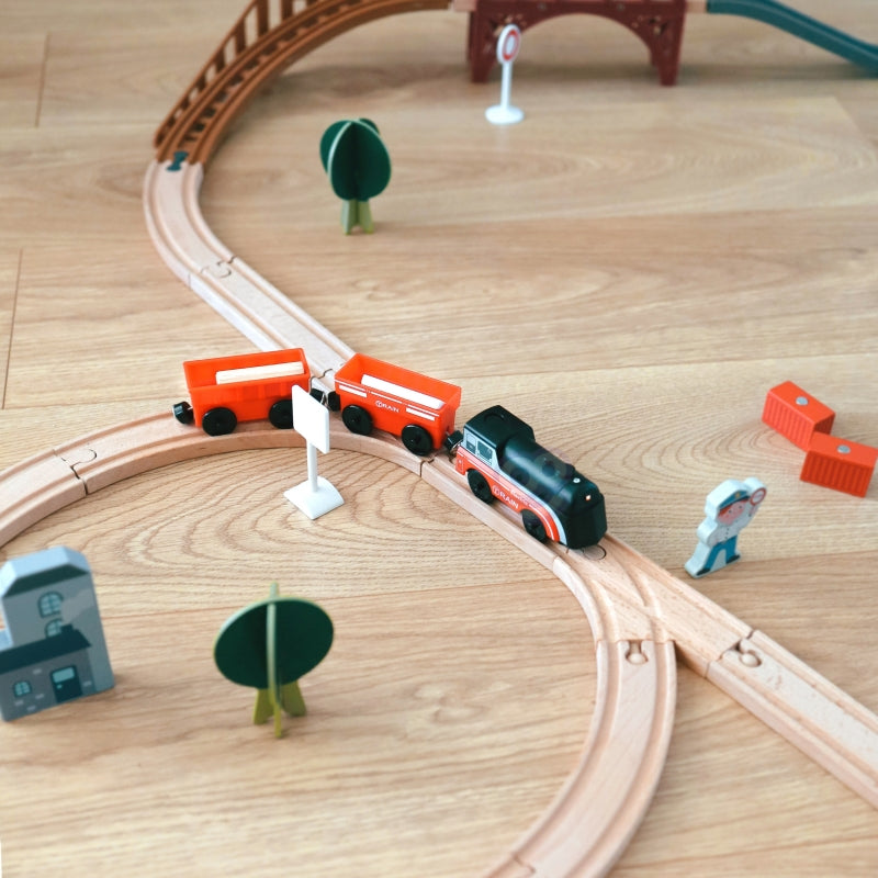 Žaislinis elektrinis traukinukais su vagonais Woopie