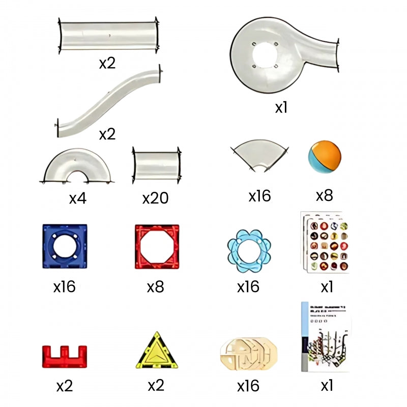Magnetinis 3D kamuoliukų trasos rinkinys vaikams 113 vnt., WOOPIE