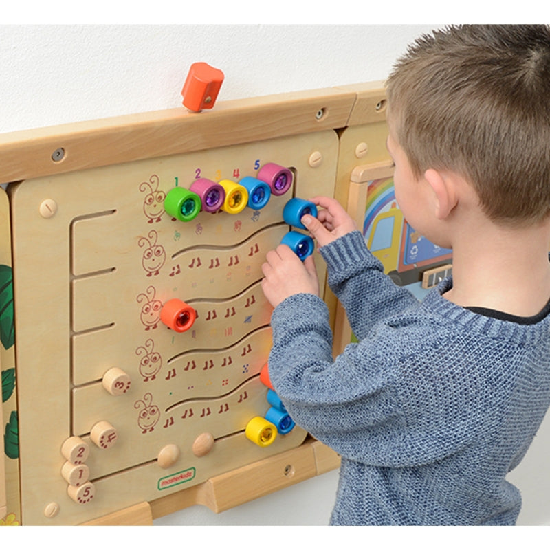 Montessori edukacinė sieninė lenta “Spalvoti vikšrai”, MASTERKIDZ