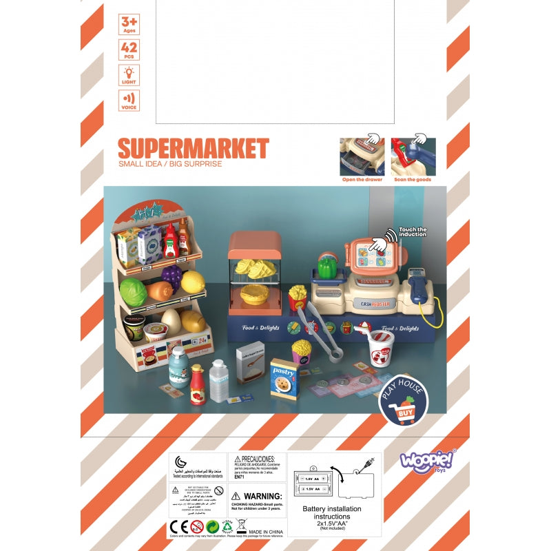Vaikiškos parduotuvės rinkinys su garso efektais 42 el, WOOPIE