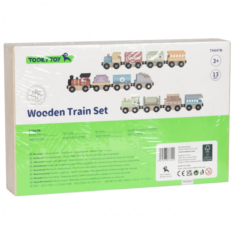 Medinių traukinių ir vagonų rinkinys dežutėje, Tooky Toy