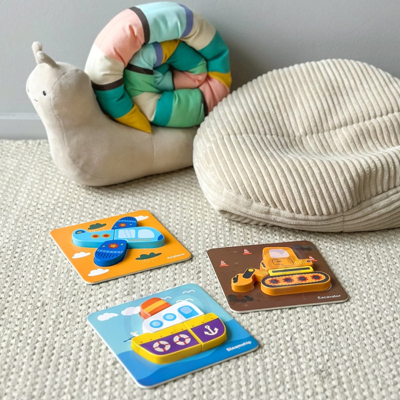 Medinė Montessori dėlionė, transporto priemonės, WOOPIE