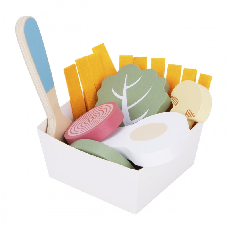 Medinis pusryčių rinkinys su padėklu ir priedais, WOOPIE GREEN