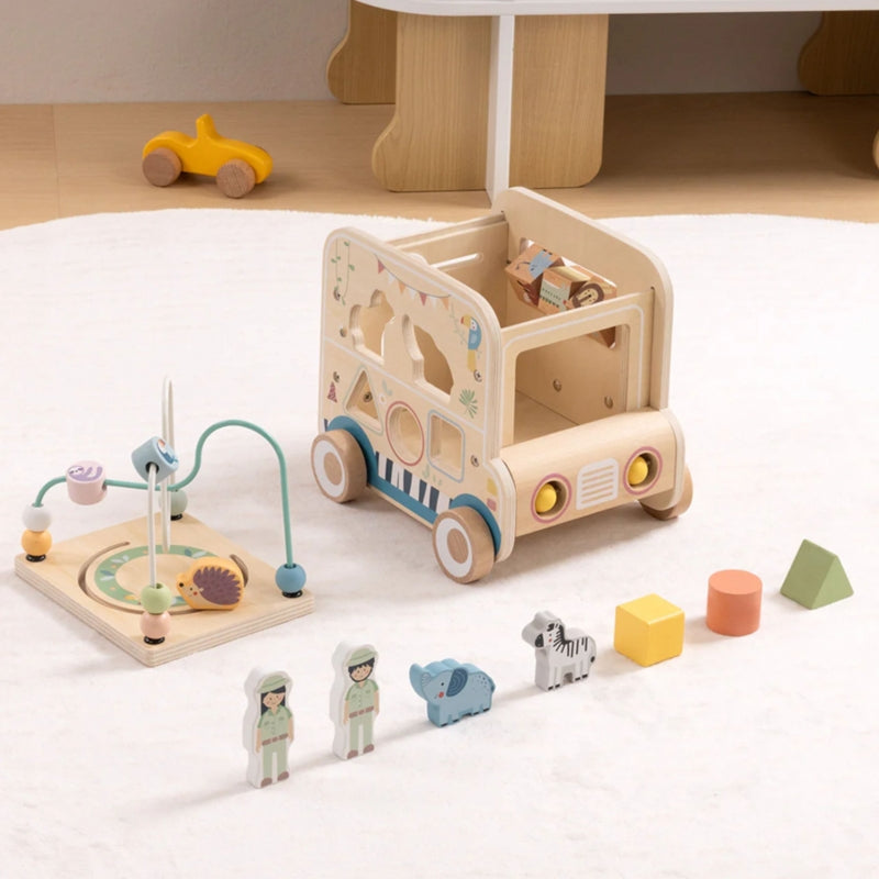 Medinis veiklos kubas - automobilis vaikams WOOPIE GREEN