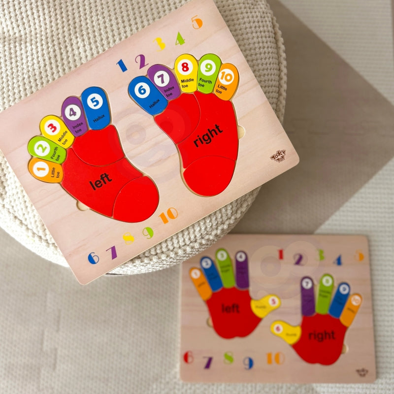 Lavinamoji medinė dėlionė, pėdos, TOOKY TOY