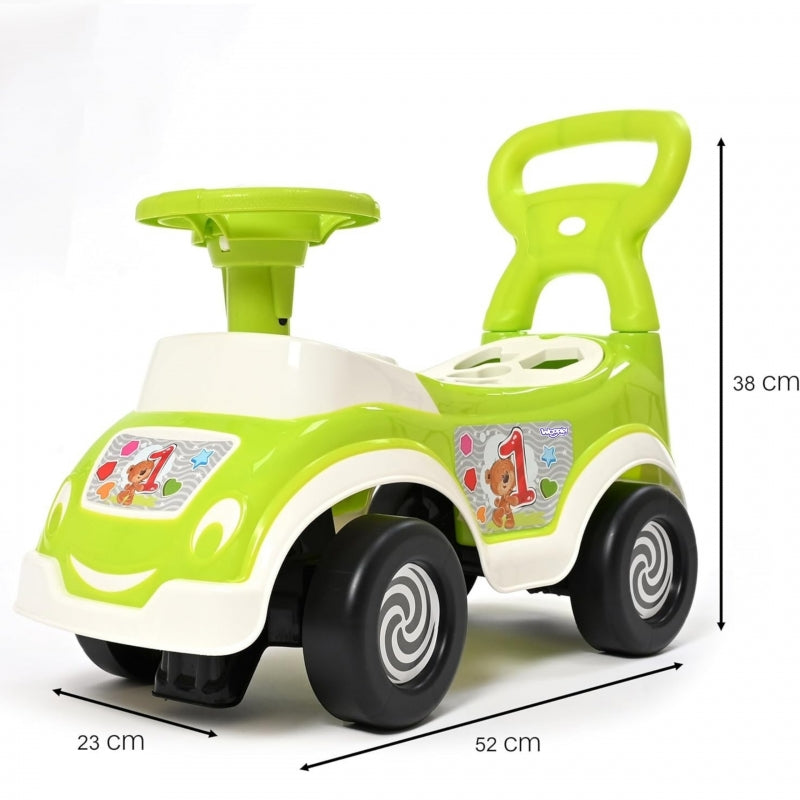 Paspiriama mašinėlė - stumdukas 4 in 1 su rūšiuokliu, žalia