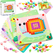 Spalvinga vaikiška puzlė 10 vnt. šablonų ir kaištukai, Tooky Toy