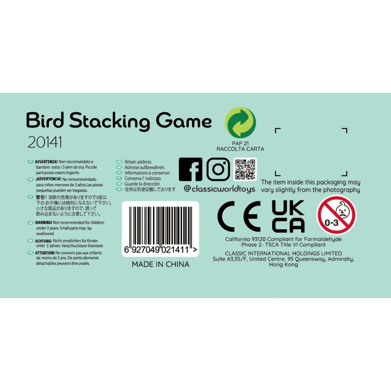 Edukacinis medinis kaladėlių žaidimas „Paukščiai“, Classic World