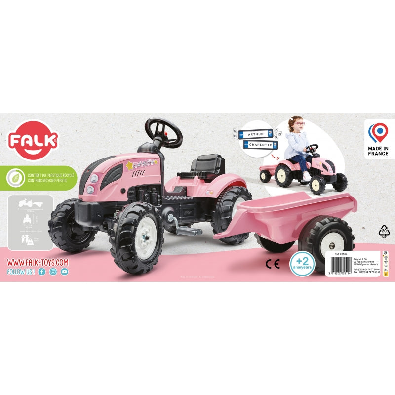 Minamas traktorius su priekaba Country Star Falk, rožinis