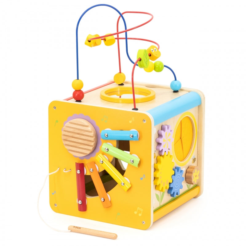 Medinis daugiafunkcinis edukacinis kubas vaikams 5in1, Viga