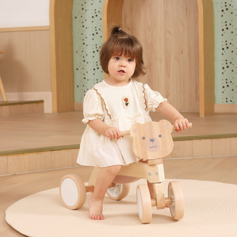 Medinis triratukas vaikams su meškiuko motyvu ir minkštais ratais, VIGA PolarB