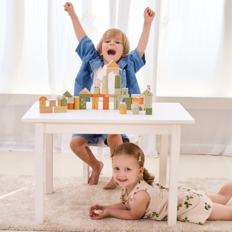 Medinių montessori kaladėlių rinkinys 50 el, gyvūnai, VIGA