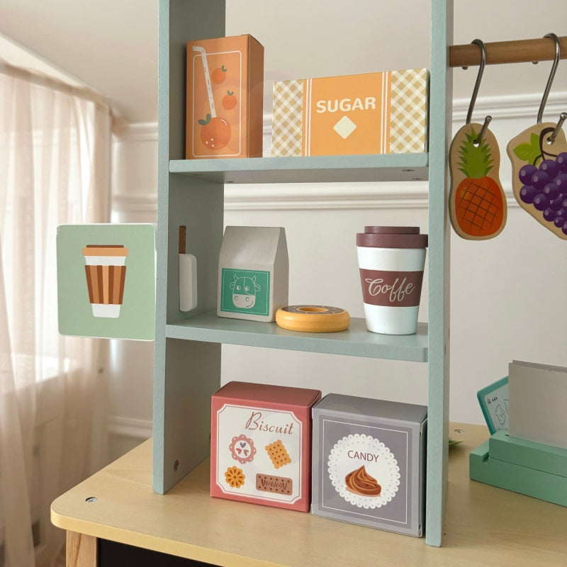 Didelis daugiafunkcinis medinis maisto prekystalis vaikams 73 el., WOOPIE GREEN