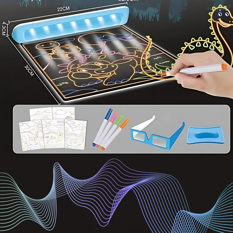 Šviečianti  piešimo lenta vaikams su 3D akiniais, WOOPIE