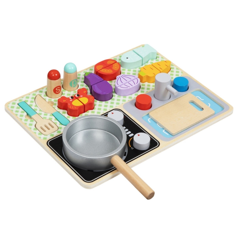 Medinė virtuvėlė vaikams su priedais, TOOKY TOY