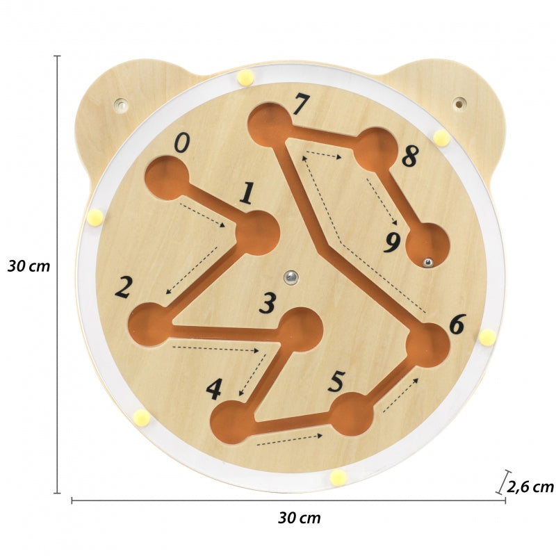 Medinis pakabinamas sieninis žaidimas - Rutulio ridenimas Viga