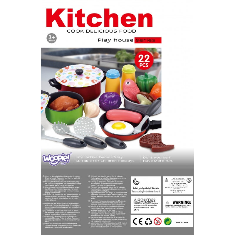 Žaislinis virtuvės indų ir maisto rinkinys 22 vnt., Woopie