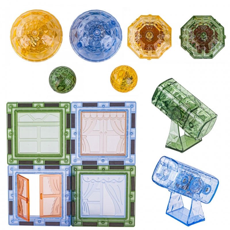 Šviečiančių magnetinių 3D blokų rinkinys „Gyvūnai“ 124 vnt., WOOPIE