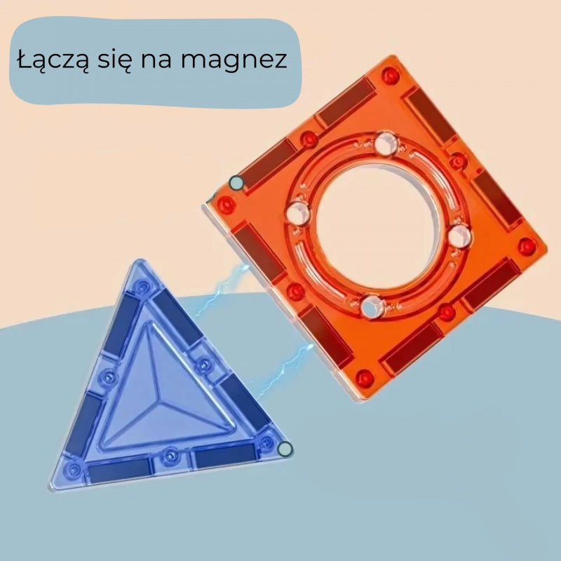 Magnetinis 3D kamuoliukų trasos rinkinys vaikams 113 vnt., WOOPIE