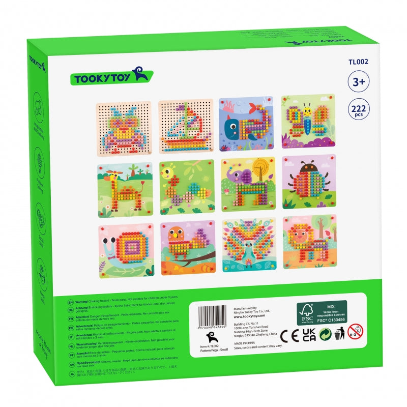 Spalvinga vaikiška puzlė 10 vnt. šablonų ir kaištukai, Tooky Toy