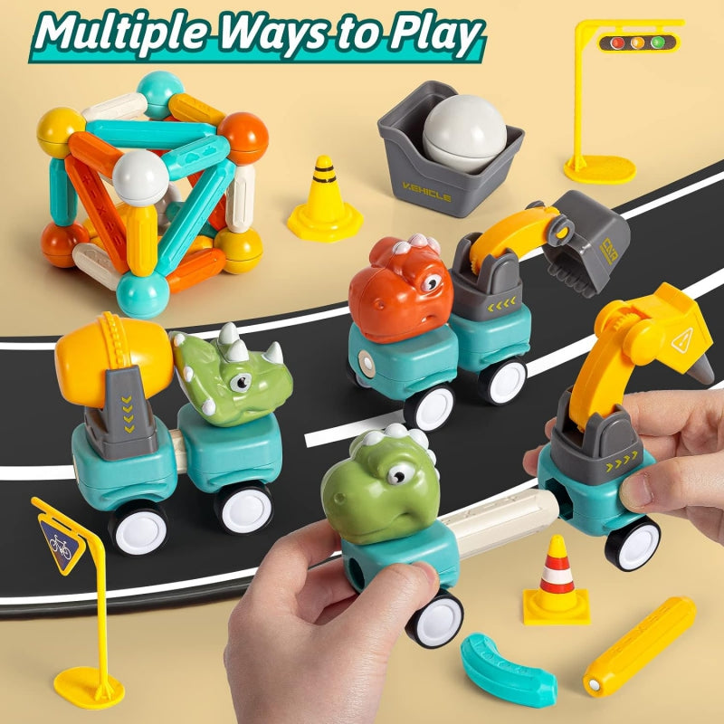 Magnetiniai statybiniai blokai „Dinozaurai“ 84 vnt., WOOPIE