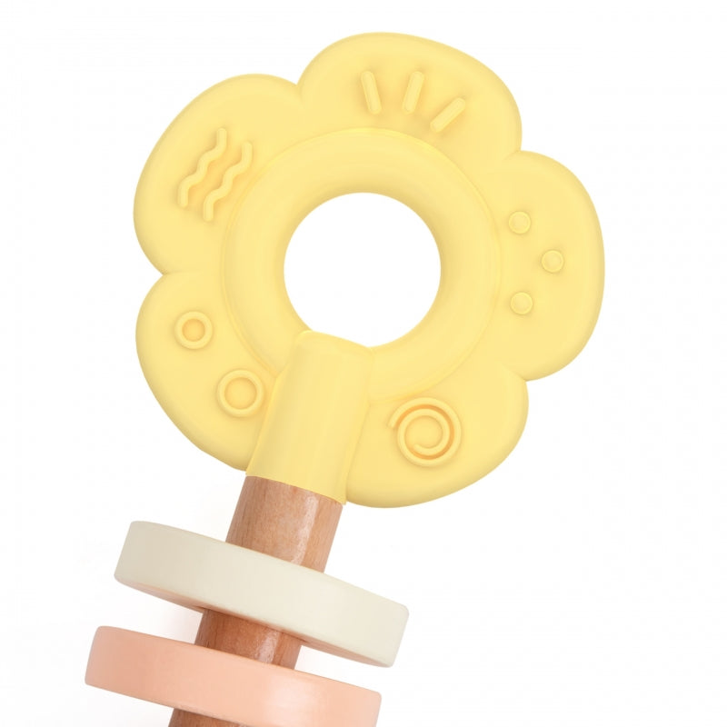 Medinis barškutis-kramtukas “Gėlė” 2in1, CLASSIC WORLD