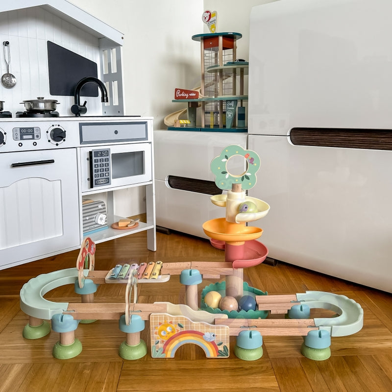 Medinis rutulių takelis su garso efektais FSC WOOPIE GREEN