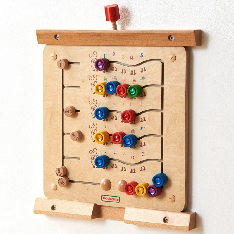 Montessori edukacinė sieninė lenta “Spalvoti vikšrai”, MASTERKIDZ