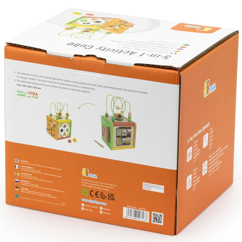 Medinis edukacinis kubas vaikams 5in1, VIGA