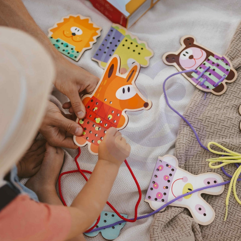 Medinis siuvimo rinkinys vaikams „Gyvūnai“ 5in1, WOOPIE GREEN