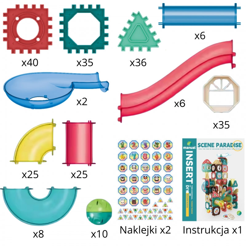 Magnetinis 3D konstruktorius vaikams „Kamuoliukų trasa“ 228 vnt., WOOPIE