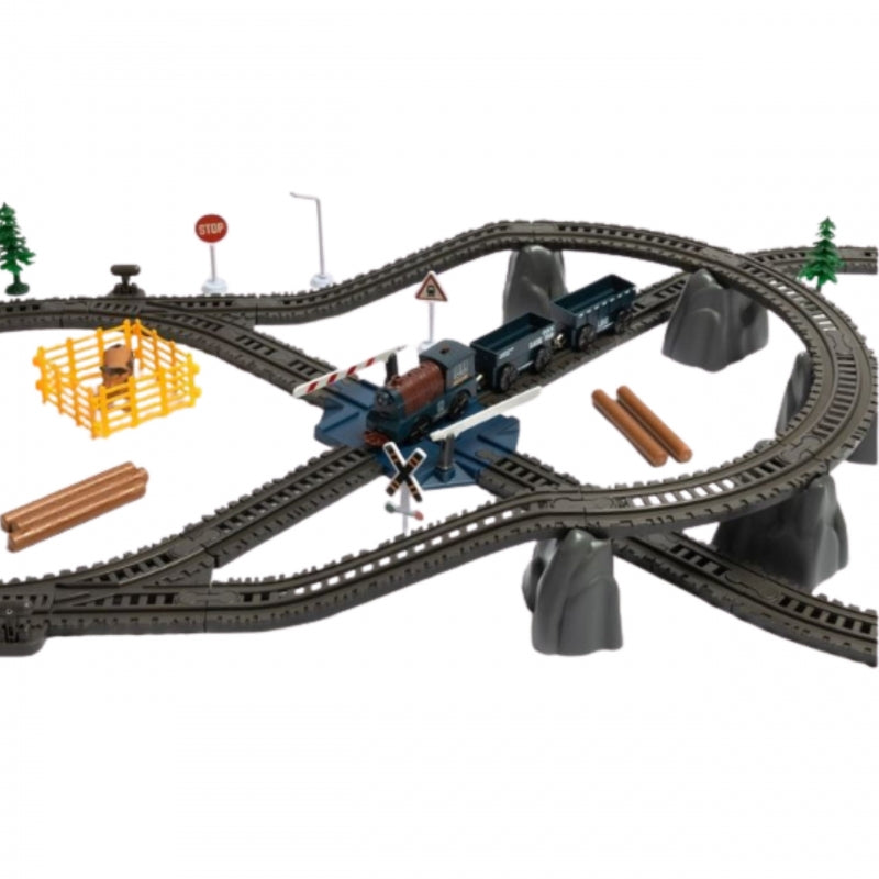 Elektrinis XXL traukinio rinkinys su bėgiais 90 vnt. WOOPIE