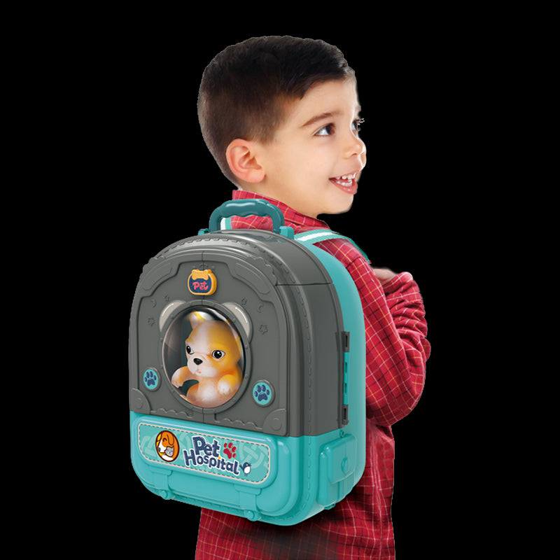 Lėlių namelis veterinarijos klinika 3in1 kuprinėje, WOOPIE