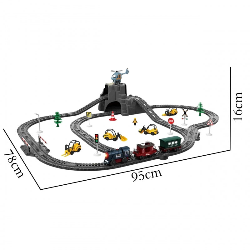 Elektrinis retro traukinio rinkinys vaikams 76 el. WOOPIE