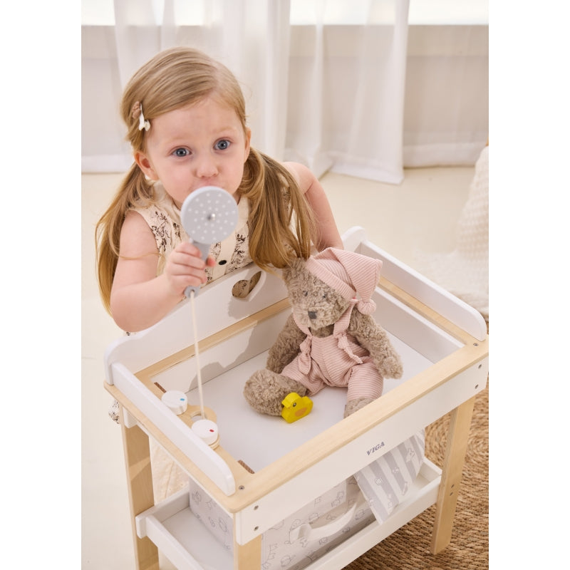Medinis lėlių vystymo ir plovimo stalas 2in1, VIGA